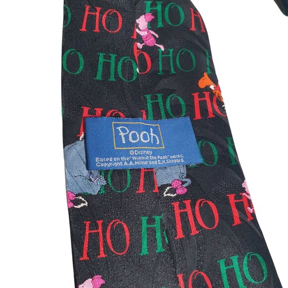 Vintage Disney Winnie Pooh Christmas Ho Ho Ho Novelty Tie Tigger Eeyore Piglet - Picture 4 of 5